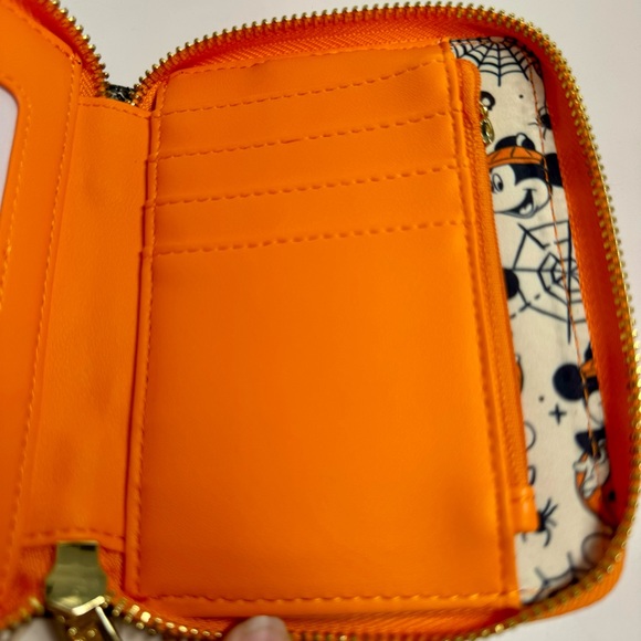 NWT. Disney Loungefly Mickey Pumpkin Zip Around Wallet. Glows in the dark! - Picture 8 of 14